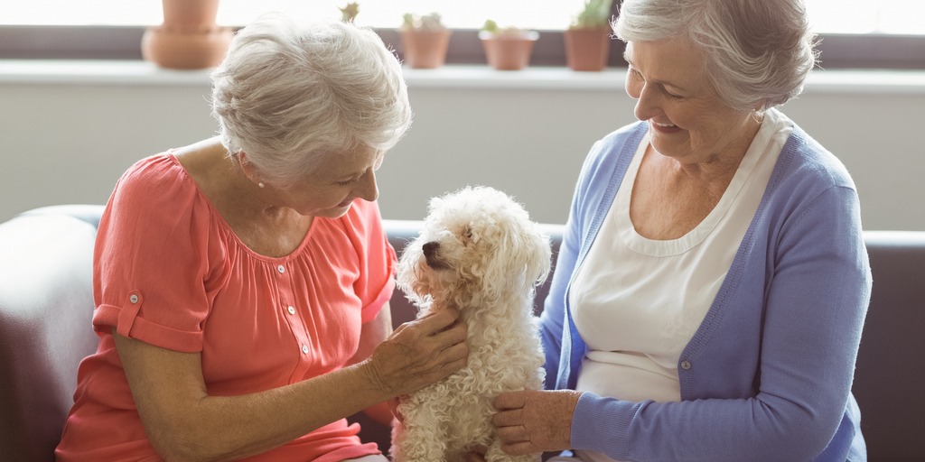 Dog with 2 women in nursing home